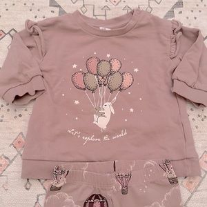 Bunny Hot Air Balloon Sweatshirt Pants Outfit